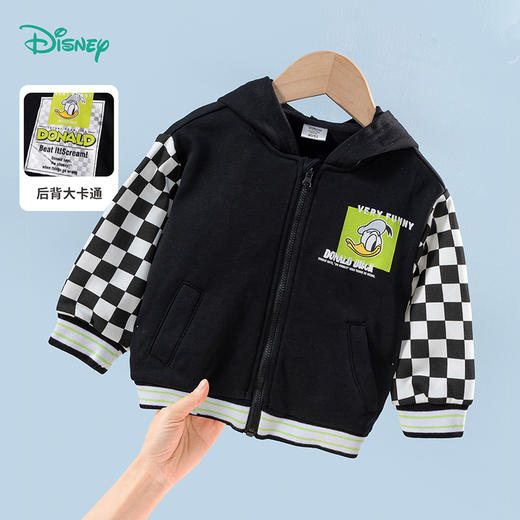 【商场同款】
迪士尼童装男童外套简约唐老鸭格子连帽上衣 商品图1