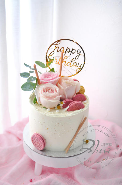 甜菩提系列（粉玫公主）英国进口纯动物奶油生日蛋糕0120【加高款】 商品图2