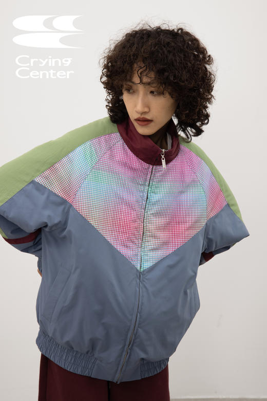 CryingCenter 美式复古撞色格子棉夹克 古着感棉服外套 哭喊中心 商品图5