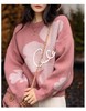 软糯圆领提花毛衣女2022秋冬新品韩版宽松外穿慵懒风套头针织衫 商品缩略图0