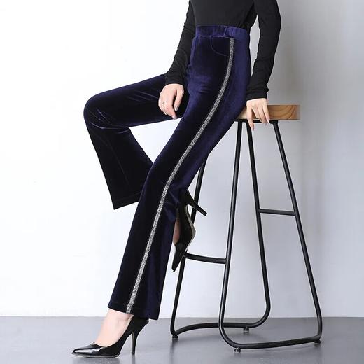 金丝绒阔腿裤女秋冬高腰直筒裤 商品图0