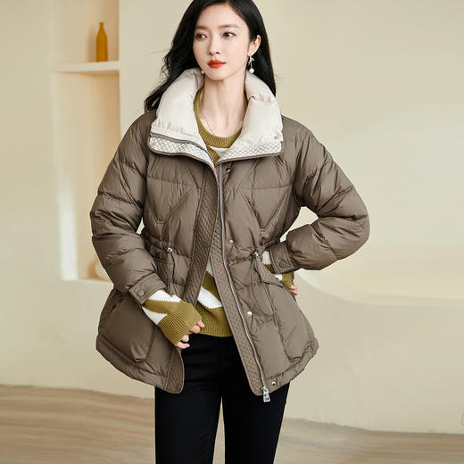 米思阳2025冬季新款时尚百搭抽绳收腰短款羽绒服厚保暖外套女2314 商品图0
