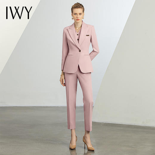 IWY/新款粉色西装马甲三件套设计感霸气总裁范西装套装女CPM1486 商品图4