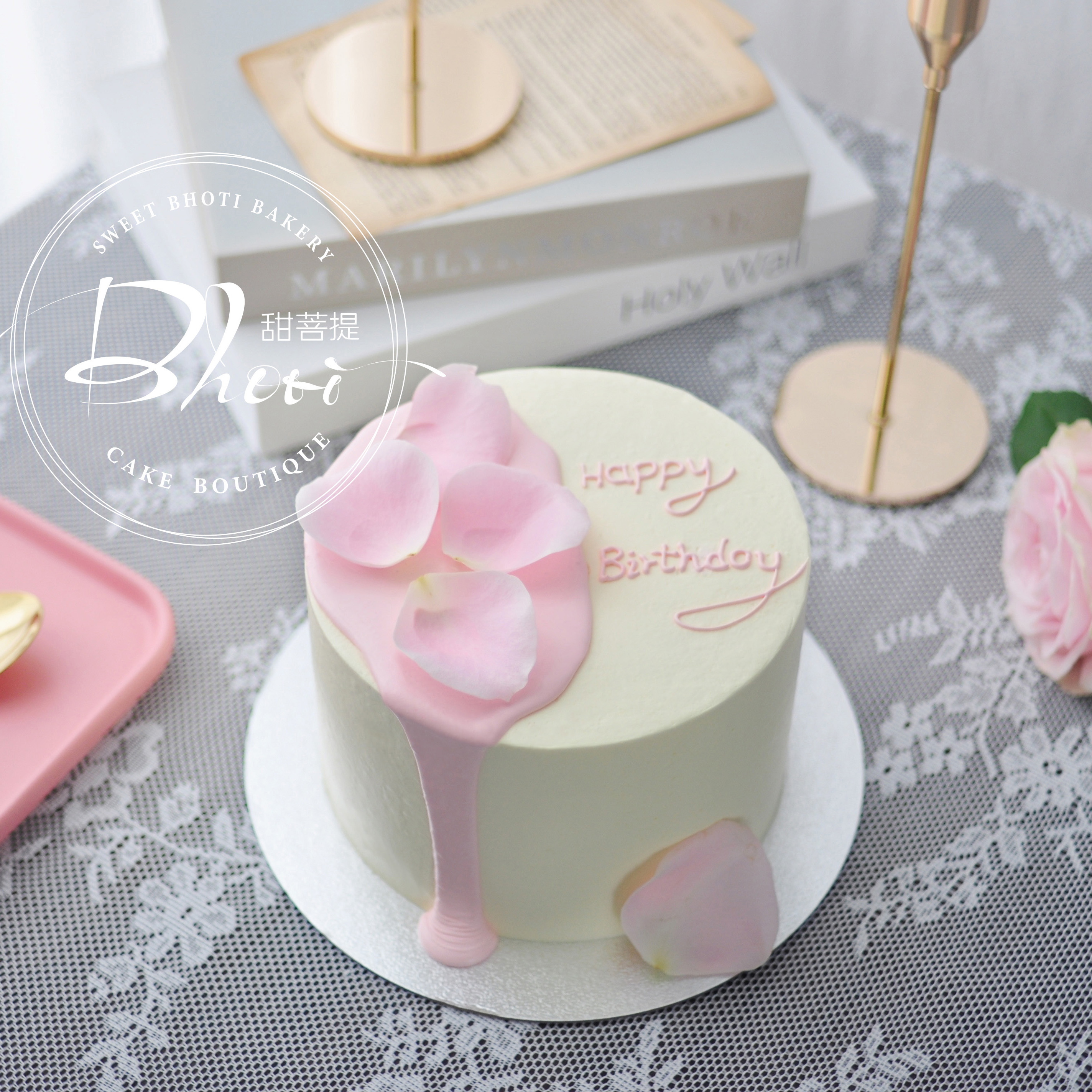 动物性淡奶油系列（花瓣）英国进口纯动物奶油生日蛋糕0160【加高款】