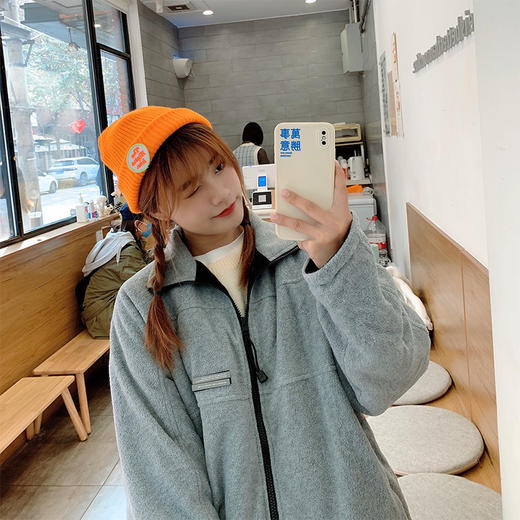 「12款配色！标签瓜皮帽」字母圆标针织瓜皮帽 韩版简约糖果色学生帽子文艺休闲情侣帽配饰 商品图2