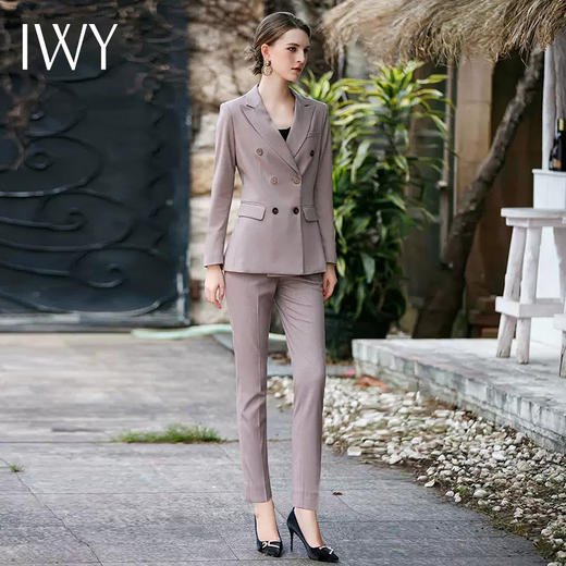 IWY/紫灰色高端西装商务套装女通勤新款时尚白领工作服气质干练职业套装CP1340 商品图1