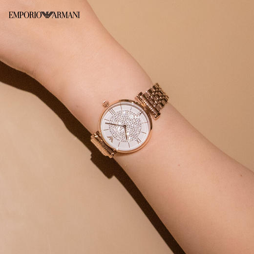 积分换购 | EmporioArmani\阿玛尼 满天星玫瑰金钢制表带镶钻石英女表AR11244[福利品] 商品图5