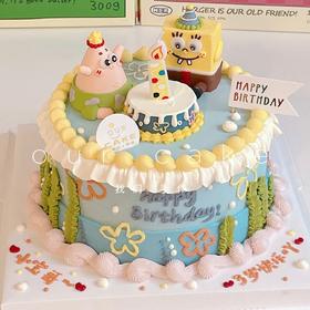 海绵宝宝派大星复古蛋糕-低糖处理无添加