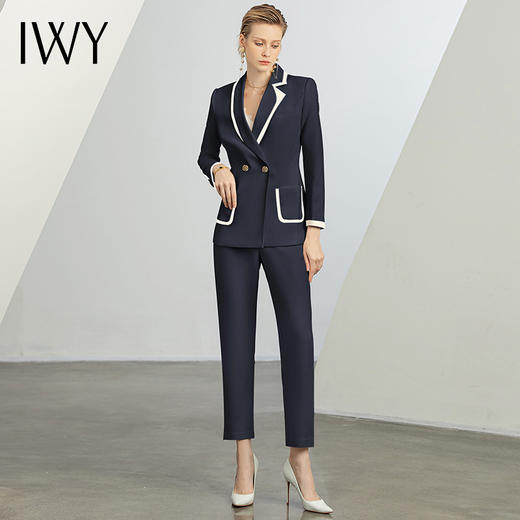 IWY/藏青色职业装气质小香风西装套装女总裁正装高端商务干练工作服CP1325 商品图0