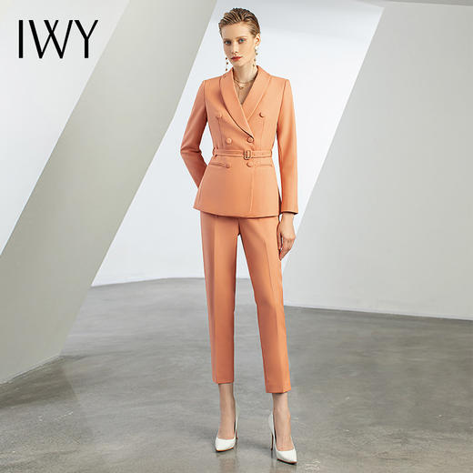 IWY/高端洋气橙色职业套装女西服春新款播音艺考主持人正装工作服olCP1490 商品图1