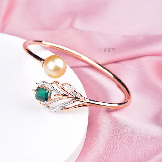 【有凤来仪】祖母绿风翎金珠手环-SZ12112059 商品图8