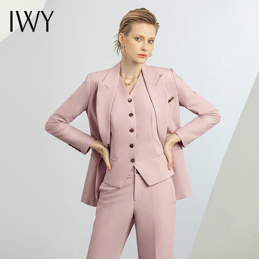 IWY/新款粉色西装马甲三件套设计感霸气总裁范西装套装女CPM1486 商品图1