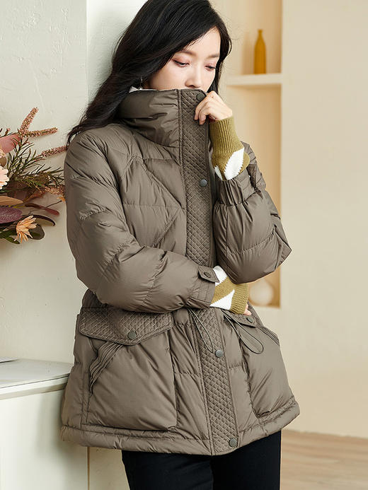 米思阳2025冬季新款时尚百搭抽绳收腰短款羽绒服厚保暖外套女2314 商品图2