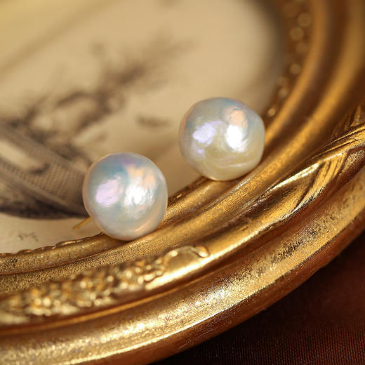 Manreya玛芮雅“皓月”S925银经典大颗巴洛克珍珠耳钉 商品图6