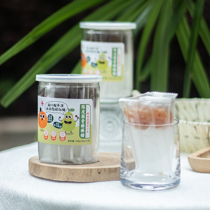 陈皮梨膏棒棒糖 用新会8个陈皮 金川梨膏棒棒糖儿童休闲零食9克*12支/罐