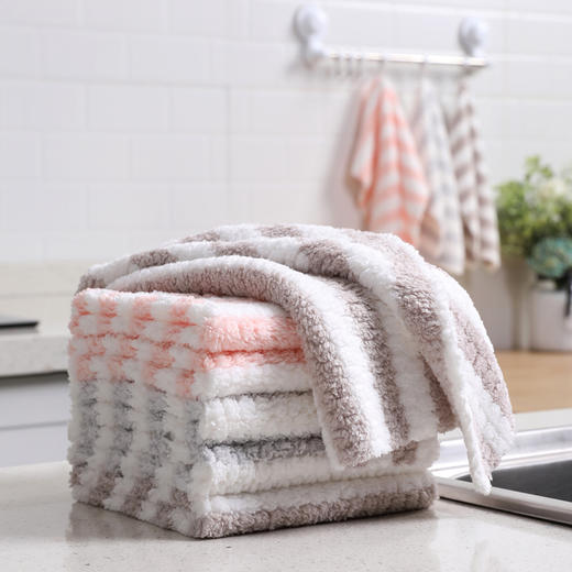 美丽雅珊瑚绒抹布强吸水不易掉毛多用途清洁抹布3片装 商品图3