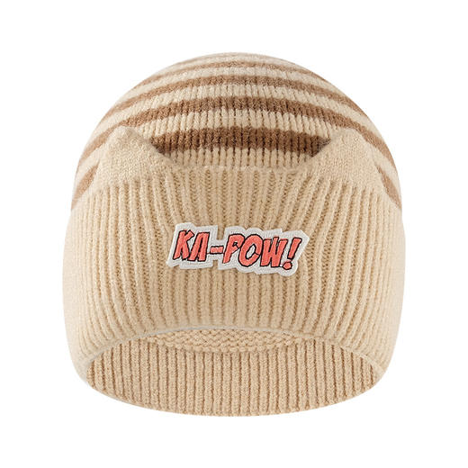 【保暖可爱 柔软绵羊绒呵护健康宝宝】婴儿帽子秋冬季可爱超萌儿童针织帽子男女保暖条纹防寒套头毛线帽 商品图4