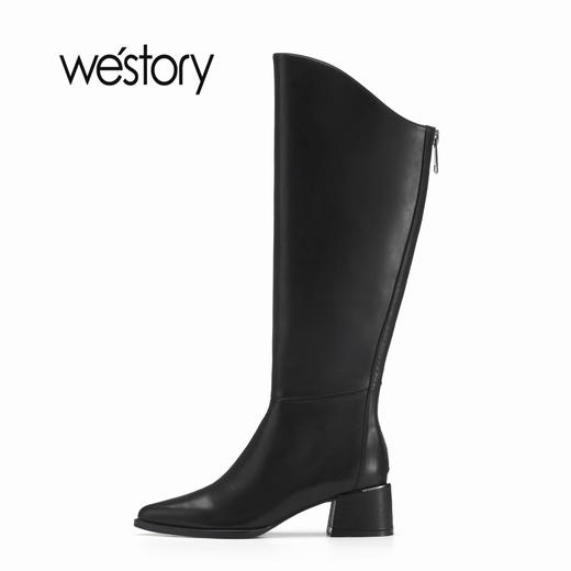 westory2022年秋冬新款黑色长靴显瘦骑士靴82621 商品图2