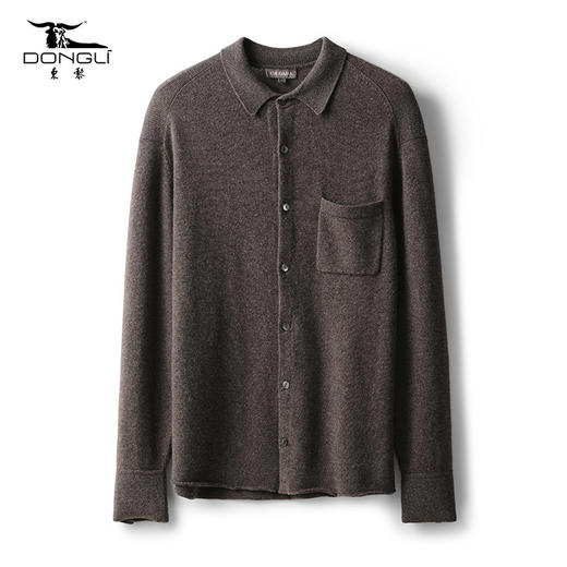 东黎 • 小山羊绒 中性休闲针织秋冬舒适纯色时尚翻领衬衫 21C10 商品图4