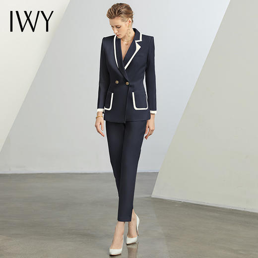 IWY/藏青色职业装气质小香风西装套装女总裁正装高端商务干练工作服CP1325 商品图3