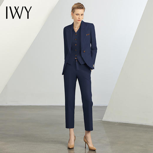 IWY/藏青色正装女职场套装夏季工作服气质干练西装套装女总裁马甲三件套裤CPM1486 商品图0