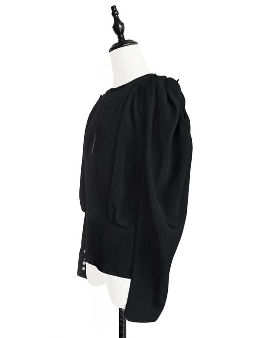 TYNVIE 复古收腰长袖上衣-黑色 商品图5