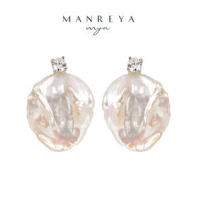 Manreya玛芮雅“海之迹”S925银天然巴洛克珍珠耳钉