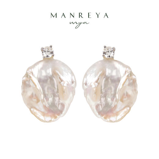 Manreya玛芮雅“海之迹”S925银天然巴洛克珍珠耳钉 商品图0