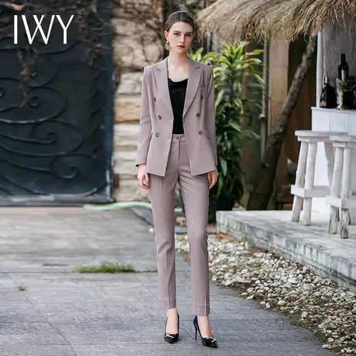 IWY/紫灰色高端西装商务套装女通勤新款时尚白领工作服气质干练职业套装CP1340 商品图0