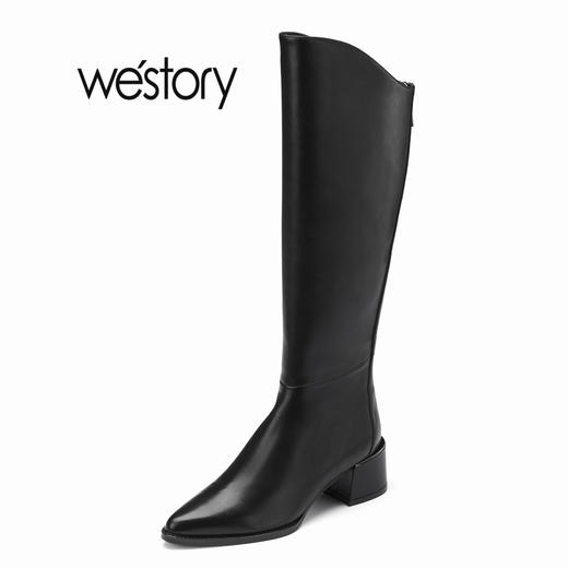 westory2022年秋冬新款黑色长靴显瘦骑士靴82621 商品图3