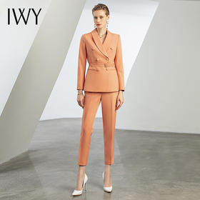 IWY/高端洋气橙色职业套装女西服春新款播音艺考主持人正装工作服olCP1490
