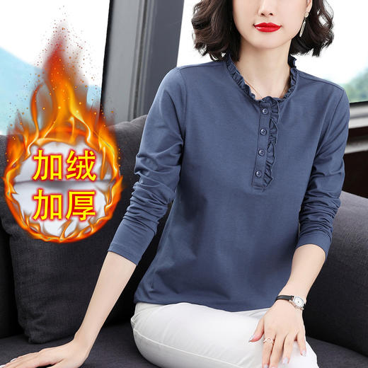 加绒加厚t恤立领上衣打底衫KQL-8925 商品图0