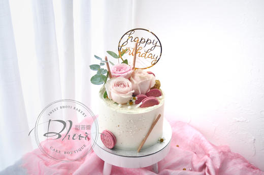 甜菩提系列（粉玫公主）英国进口纯动物奶油生日蛋糕0120【加高款】 商品图1