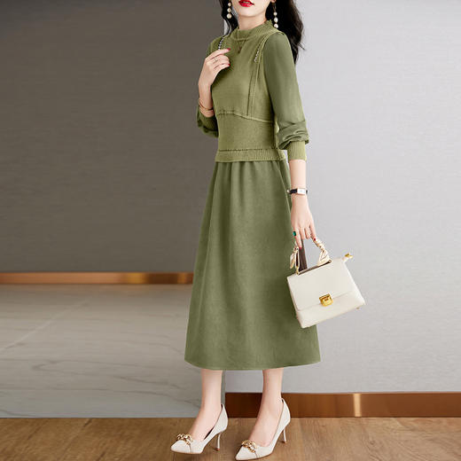 LJY- XM113 2022年冬季时尚潮流新款气质毛衣中长款修身连衣裙 商品图0