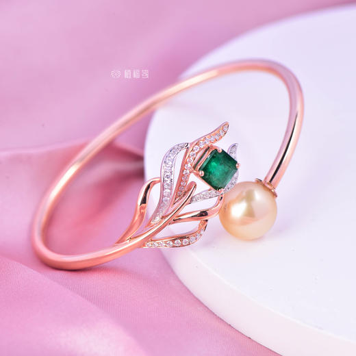 【有凤来仪】祖母绿风翎金珠手环-SZ12112059 商品图7