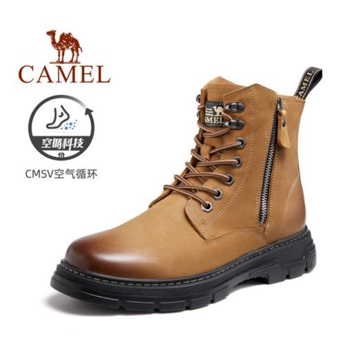 骆驼秋冬季新款复古潮流高帮马丁靴男侧拉链工装真皮大黄靴子 GE12235262 商品图1