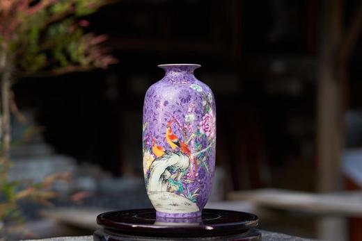 紫色扒花富贵祥和灯笼瓶 商品图0