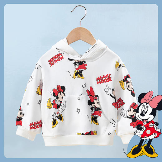 迪士尼童装新品春秋儿童卫衣米妮活力甜美连帽上衣 商品图0