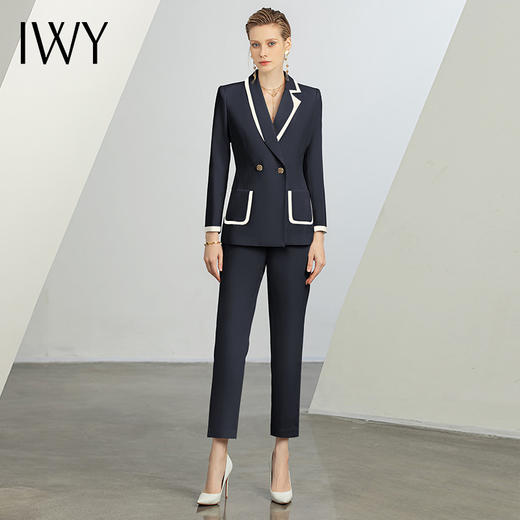 IWY/藏青色职业装气质小香风西装套装女总裁正装高端商务干练工作服CP1325 商品图1