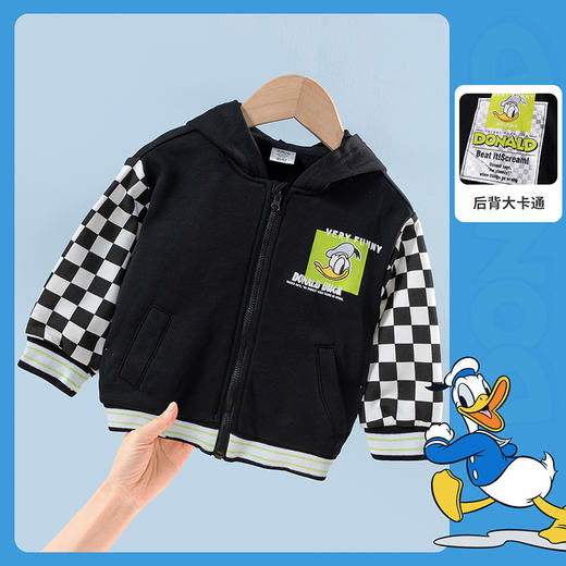 【商场同款】
迪士尼童装男童外套简约唐老鸭格子连帽上衣 商品图0