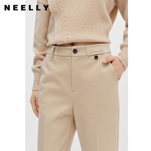 NEELLY纳俪商场同款2022冬季新款毛呢休闲裤女百搭直筒哈伦裤长裤N22111H01119 商品图1