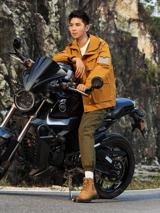 骆驼秋冬季新款复古潮流高帮马丁靴男侧拉链工装真皮大黄靴子 GE12235262 商品图2