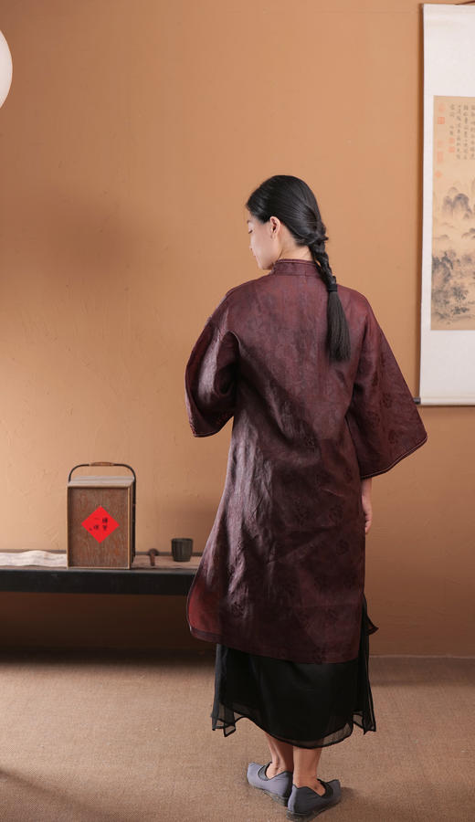 XYS-088四经绞罗滚边宽袖长外套 商品图2