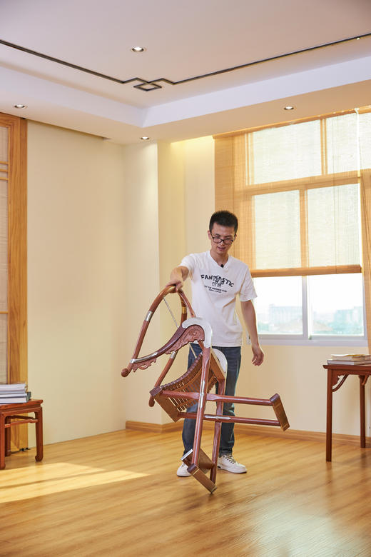 红桥红  家具严选  缅甸花梨(大果紫檀）  【木面 王款 麒麟纹交椅】 商品图7