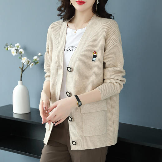 大码胖mm200斤毛衣开衫宽松针织外套妈妈装CC-5-5037 商品图3