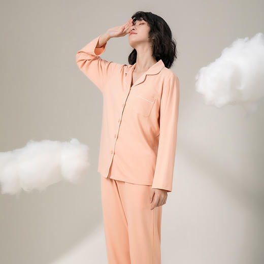 【门店同款】康妮雅睡衣家居服 女式长袖长裤开襟套装 商品图3
