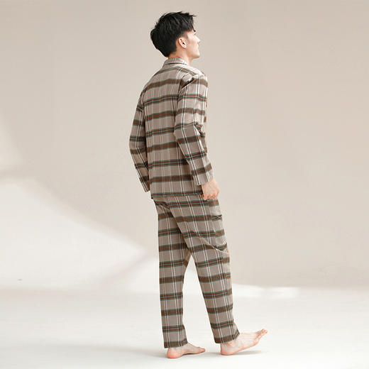 【门店同款】康妮雅睡衣家居服 男式长袖长裤开襟套装 商品图4