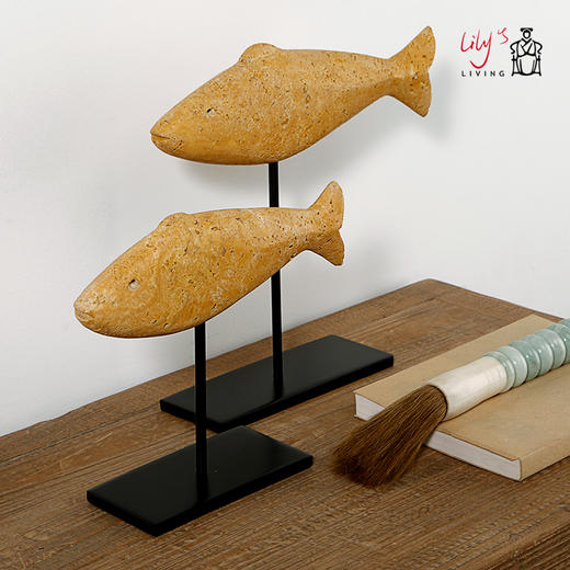 石鱼工艺品 创意现代简约家居客厅玄关软装饰品鱼摆件摆饰 商品图1