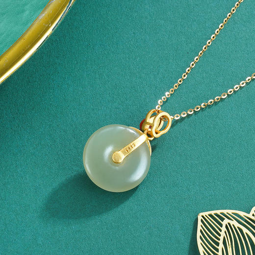 子佩集S925银【晴翠】青玉套链项链【WSB7032】平安扣镀金2210 商品图6