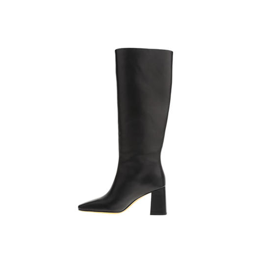 sheme真皮女鞋商务经典简约百搭小方头高跟长靴可定制 商品图1